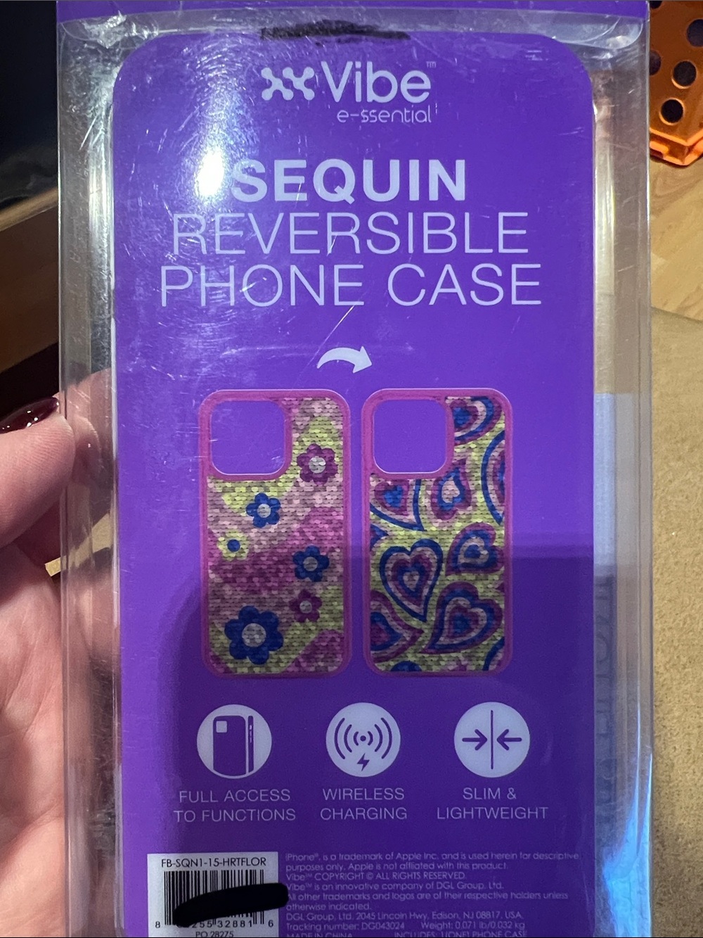 Vibe Sequin Reversible Phone Case Pink & Purple Multicolor iPhone 13/14/15 New i